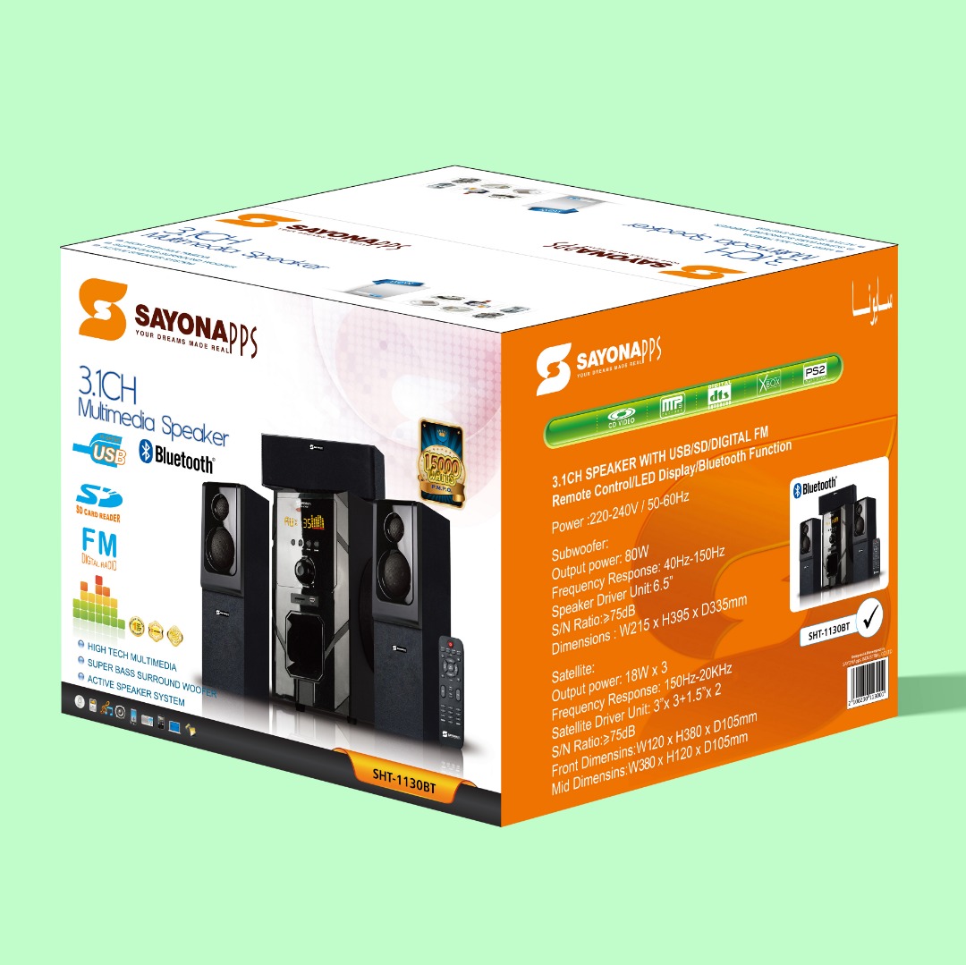 Sayona 3.1 Channel Subwoofer SHT 1130BT, 15000W P.M